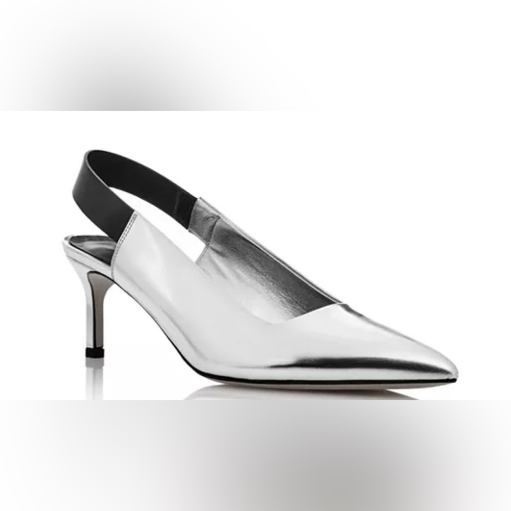 Women's Blake Leather Pointed Toe Silver Slingback
Pumps 🩶
